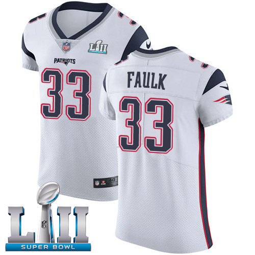 Nike Patriots #33 Kevin Faulk White Super Bowl LII Men's Stitched NFL Vapor Untouchable Elite Jersey